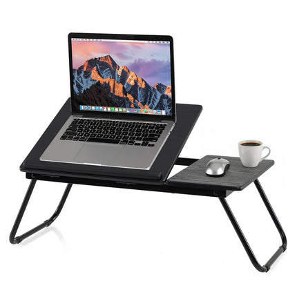 Masă pliabilă pentru laptop cu unghiuri reglabile, MDF și metal