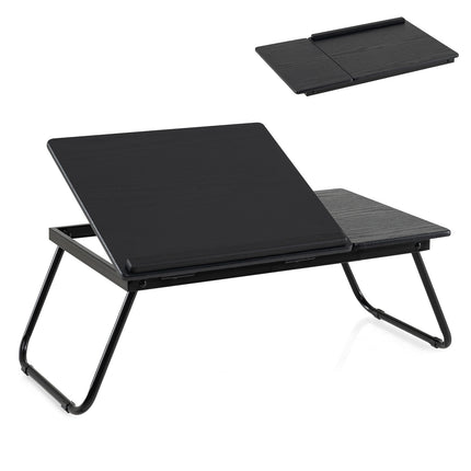 Masă pliabilă pentru laptop cu unghiuri reglabile, MDF și metal