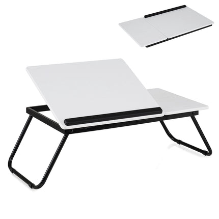 Masă pliabilă pentru laptop cu unghiuri reglabile, MDF și metal