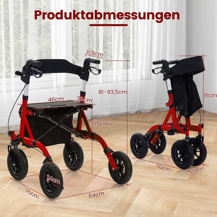 Rollator usor pliabil cu scaun, aluminiu, capacitate 136 kg