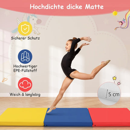 Saltea de gimnastică pliabilă, antiderapantă, cu mânere, 180x60 cm