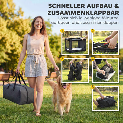 Cușcă pliabilă pentru animale de companie, material textil 600D, 90x64x64 cm, verde