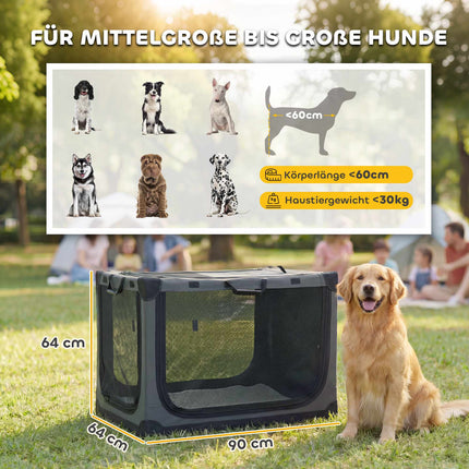 Cușcă pliabilă pentru animale de companie, material textil 600D, 90x64x64 cm, verde