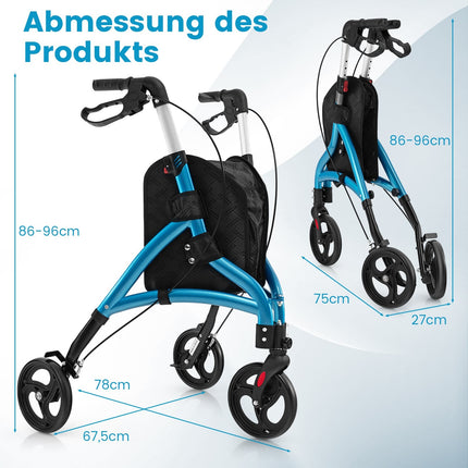 Premergător pliabil pentru seniori – aluminiu ușor, roți de 20 cm
