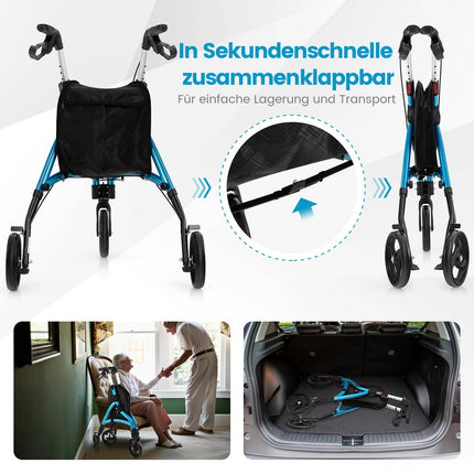 Premergător pliabil pentru seniori – aluminiu ușor, roți de 20 cm