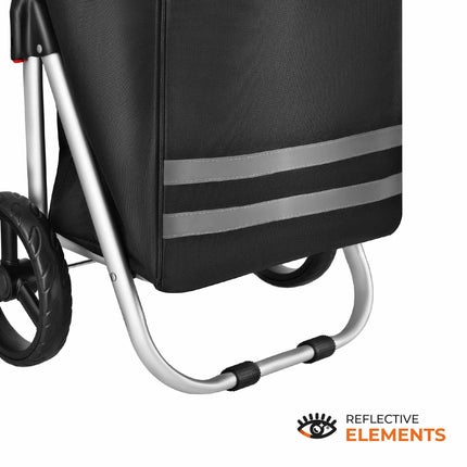 Cărucior de cumpărături pliabil 45L negru, interior termic