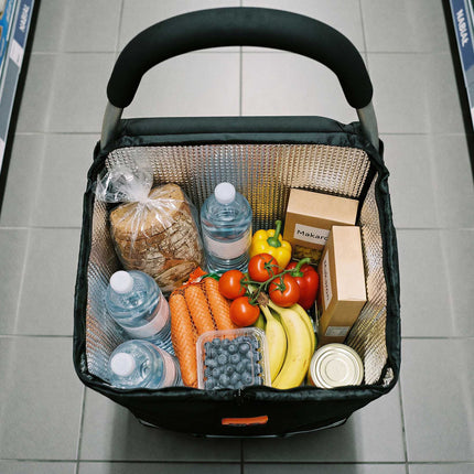 Cărucior de cumpărături pliabil 45L negru, interior termic
