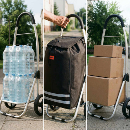 Cărucior de cumpărături pliabil 45L negru, interior termic