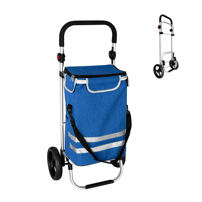 Cărucior de cumpărături pliabil, 45 l, geantă frigorifică, capacitate 35 kg