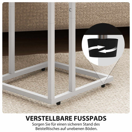 Masă laterală pliabilă cu porturi de încărcare USB, metal, 39x29x57 cm