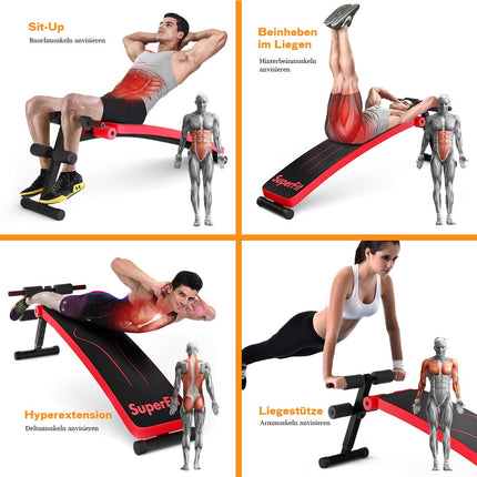 Bancă de abdomene pliabilă, reglabilă, capacitate 200 kg