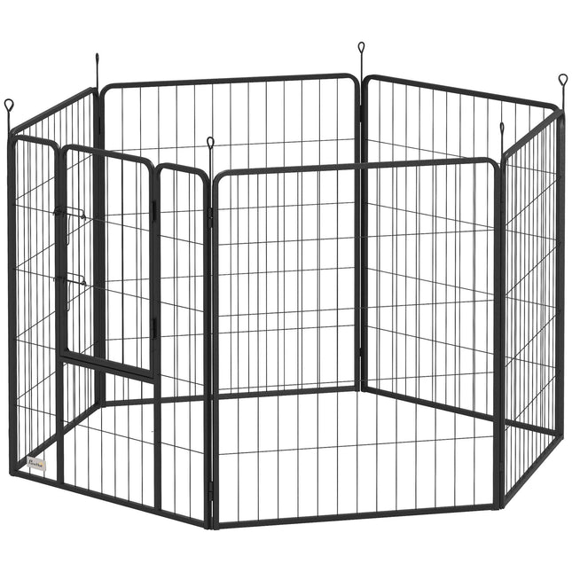 Țarc pliabil pentru animale de companie din oțel, 6 panouri, gri
