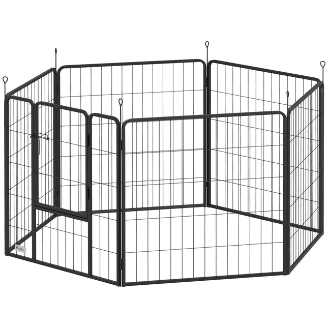 Țarc pliabil pentru animale de companie din oțel, 6 panouri, gri