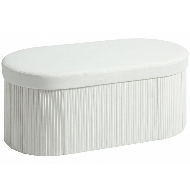 Bancă pliabilă cu aspect de catifea, crem, 76x38x35 cm