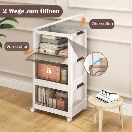 Set cutii de depozitare pliabile cu capace, pachet de 3, 105 l, alb