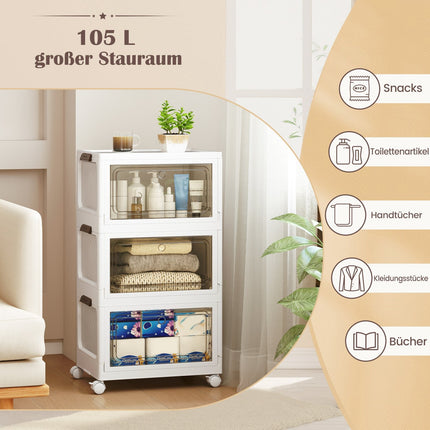 Set cutii de depozitare pliabile cu capace, pachet de 3, 105 l, alb