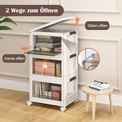 Cutii de depozitare pliabile cu capace, pachet de 3, 75 l, albe