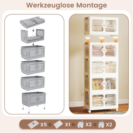 Cutie de depozitare pliabilă cu capac, roți, capacitate 265 l