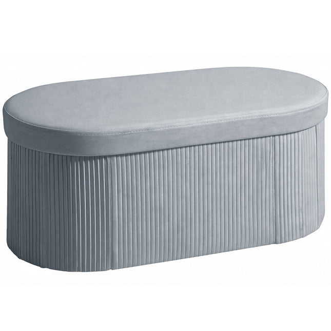 Bancă otomană pliabilă cu depozitare, catifea gri închis, 76x38x35 cm