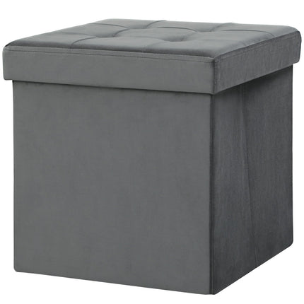 Otoman de depozitare pliabil cu spumă, MDF, gri, 37,6 L