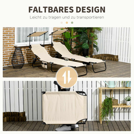 Set șezlong pliabil cu baldachin – înclinare în 5 poziții