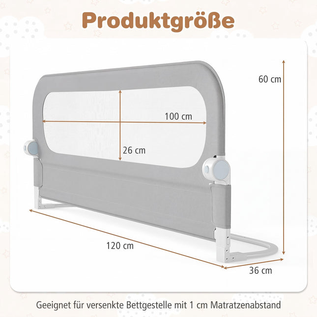 Bară de pat pliabilă pentru copii mici, 120x60 cm, husă detașabilă