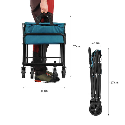 Cărucior turistic pliabil, 70L, turcoaz, PVC 600D