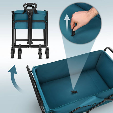 Cărucior turistic pliabil, 70L, turcoaz, PVC 600D