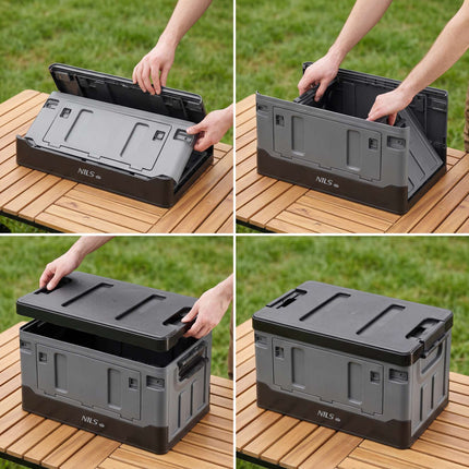 Foldable Transport Box 38L, Grey-Black, PP Material
