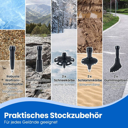 Bețe de trekking pliabile, cu închidere rapidă, 115-130 cm, albastre