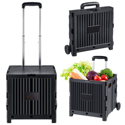 Foldable Utility Cart, 80 lb Capacity, 2-Wheel, Black