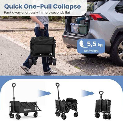 Cărucior pliabil, capacitate 92L, mâner reglabil, negru