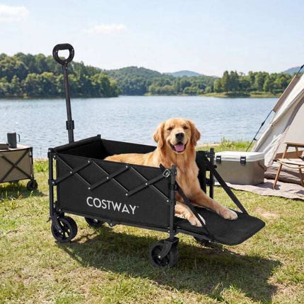 Cărucior pliabil, capacitate 92L, mâner reglabil, negru