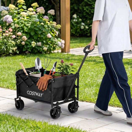 Cărucior pliabil, capacitate 92L, mâner reglabil, negru