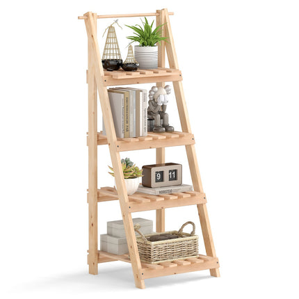 Suport de plante pliabil din lemn cu 4 rafturi, 52x38x109 cm