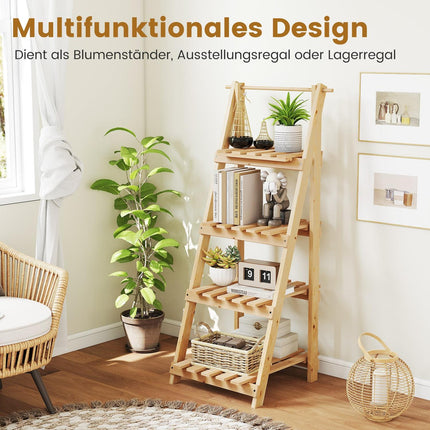 Suport de plante pliabil din lemn cu 4 rafturi, 52x38x109 cm