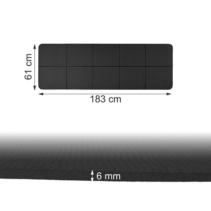 Foldable Yoga Mat 6 mm with Carry Bag, 61 x 183 cm, Black