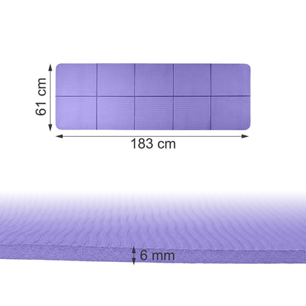 Foldable Yoga Mat 6 mm with Carry Bag, 61 x 183 cm, Purple