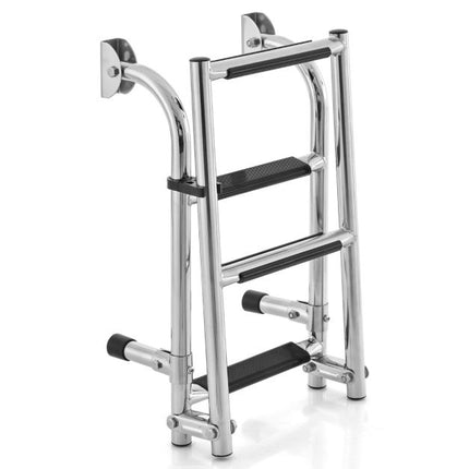 Scară pliabilă pentru barcă cu 3 trepte – oțel 304, trepte antiderapante din PVC