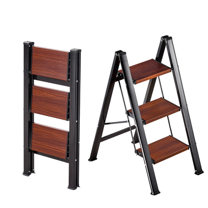 Folding 3-Step Ladder, Wide Anti-Slip Steps, 150 kg