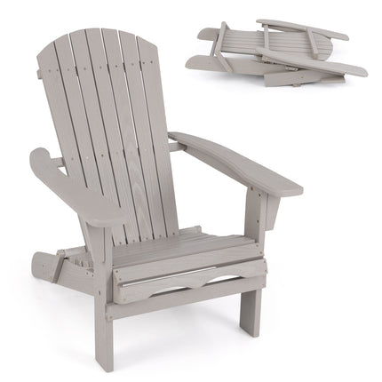 Scaun Adirondack pliabil, lemn gri, spătar înalt