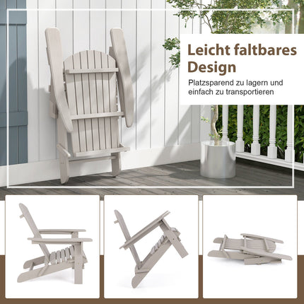 Scaun Adirondack pliabil, lemn gri, spătar înalt
