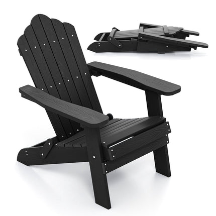 Scaun pliabil Adirondack, rezistent la intemperii, negru, HIPS