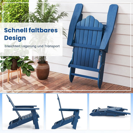 Scaun pliabil Adirondack, HIPS rezistent la intemperii, albastru marin