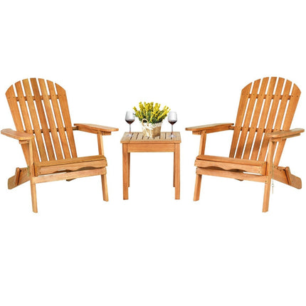 Set scaune pliante Adirondack cu masă, lemn de eucalipt