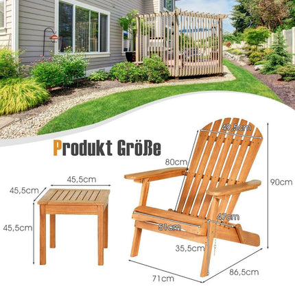 Set scaune pliante Adirondack cu masă, lemn de eucalipt