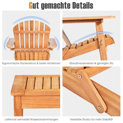 Set scaune pliante Adirondack cu masă, lemn de eucalipt
