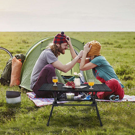 Masă de camping pliabilă din aluminiu – Înălțime reglabilă, geantă de transport