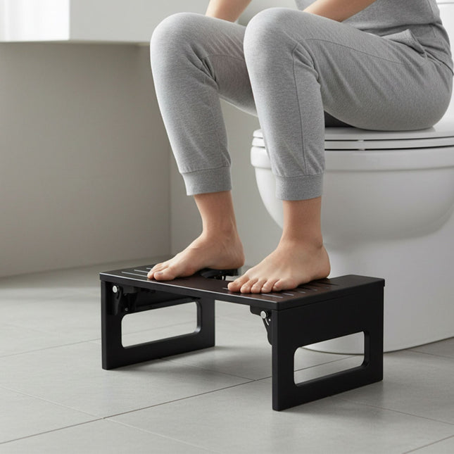 Scaun de toaletă pliabil din bambus, antiderapant, compact