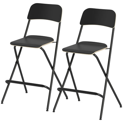 Set de 2 scaune de bar pliabile, cadru din oțel negru, capacitate 120 kg